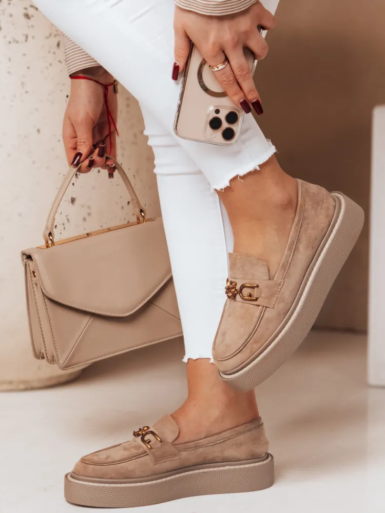 Mokasyny>Dstreet Mokasyny damskie na platformie LOFELIS khaki ZY0690