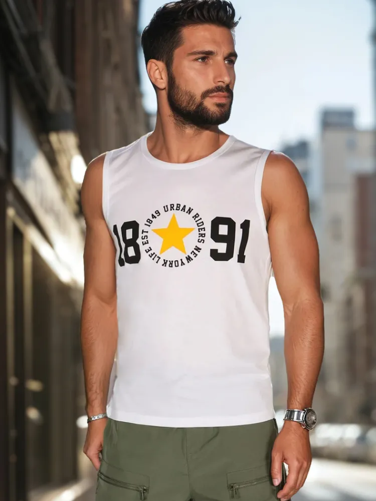 Koszulki Męskie>Dstreet Męska koszulka bez rękawów biała RX5651