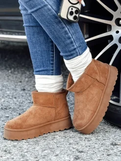 Botki>Dstreet Śniegowce damskie BRINETTO kamelowe ZY0549