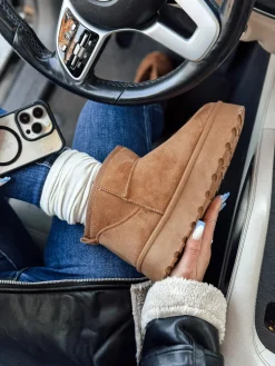 Botki>Dstreet Śniegowce damskie BRINETTO kamelowe ZY0549