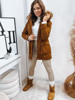 Kurtki Damskie>Dstreet Parka damska STELLA kamelowa TY3182
