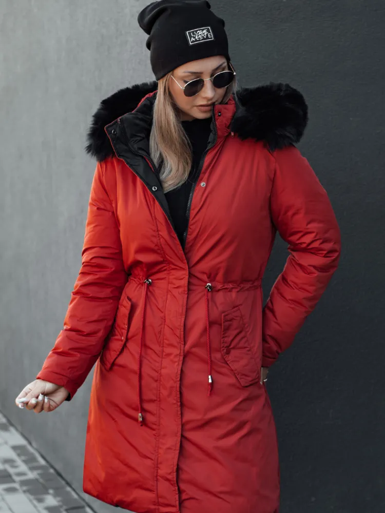 Kurtki Damskie>Dstreet Parka damska zimowa TRENDNEL dwustronna z kapturem czerwona TY4588