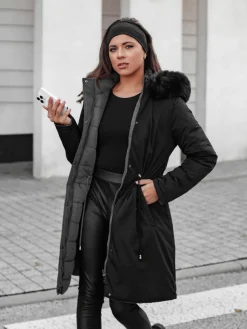 Kurtki Damskie>Dstreet Parka damska zimowa TRENDNEL dwustronna z kapturem czarna TY4587