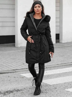 Kurtki Damskie>Dstreet Parka damska zimowa TRENDNEL dwustronna z kapturem czarna TY4587