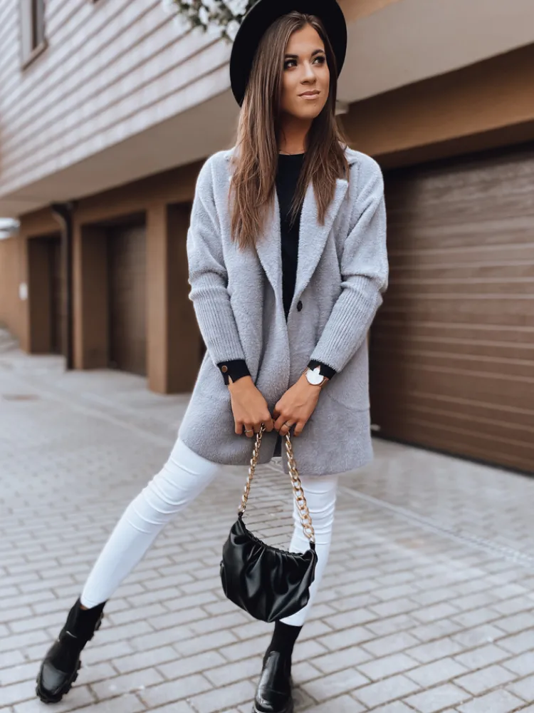 Płaszcze Damskie>Dstreet Płaszcz damski alpaka RITA II ciemnoszary NY0491