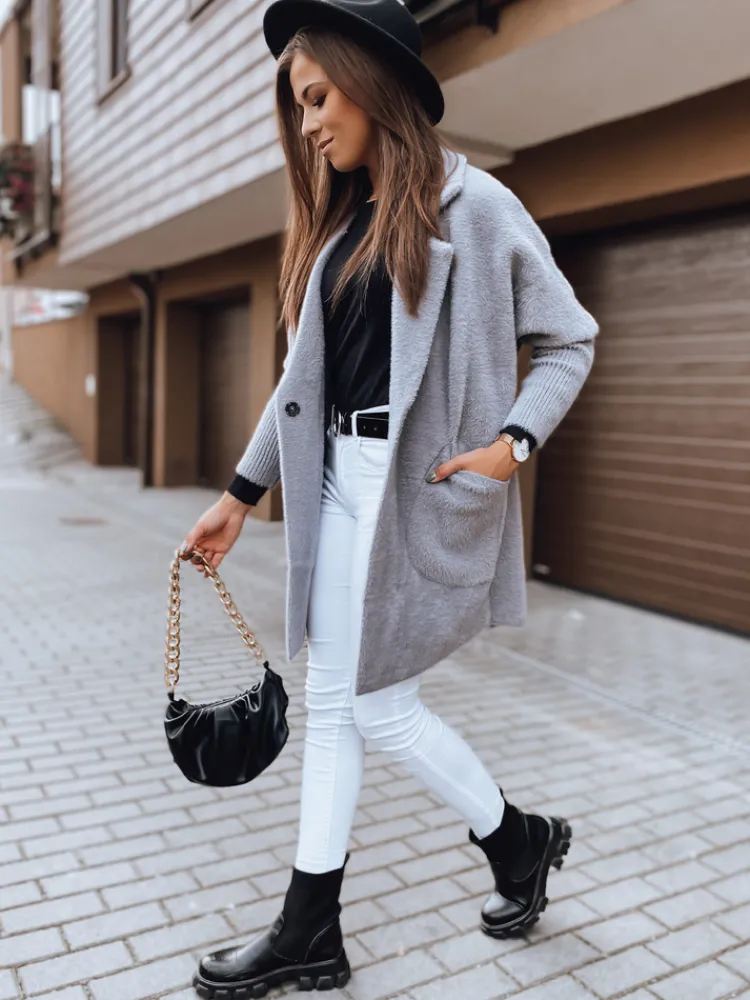 Płaszcze Damskie>Dstreet Płaszcz damski alpaka RITA II ciemnoszary NY0491