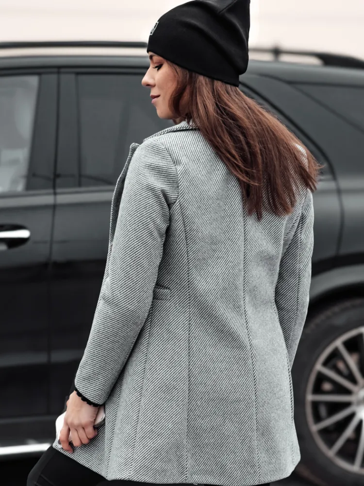 Płaszcze Damskie>Dstreet Płaszcz damski jednorzędowy BELVEONE szary NY0733