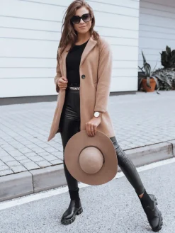 Płaszcze Damskie>Dstreet Płaszcz damski LUGI kamelowy NY0635