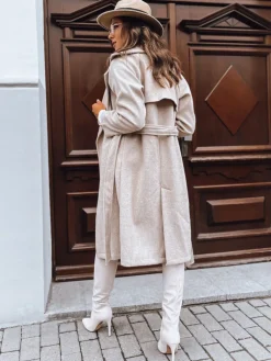 Płaszcze Damskie>Dstreet Płaszcz damski NANCY jasnobeżowy TY3884