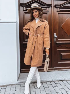 Płaszcze Damskie>Dstreet Płaszcz damski NANCY kamelowy TY3885