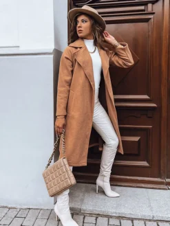 Płaszcze Damskie>Dstreet Płaszcz damski NANCY kamelowy TY3885