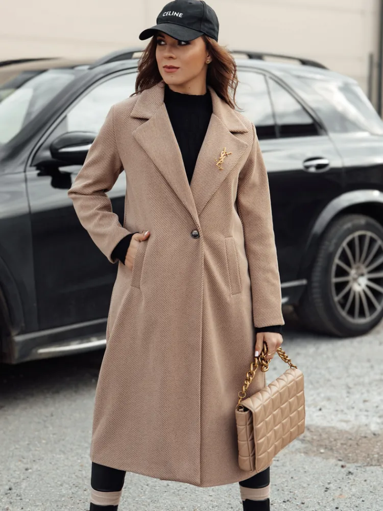 Płaszcze Damskie>Dstreet Płaszcz damski oversize MANTOVA długi kamelowy NY0739