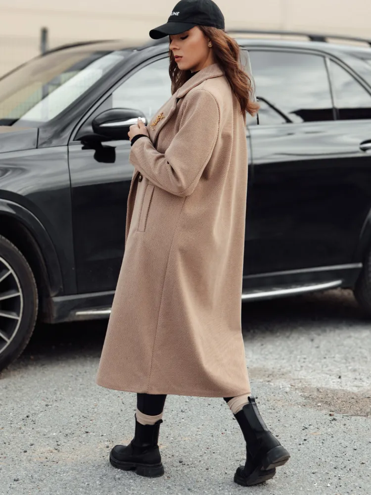 Płaszcze Damskie>Dstreet Płaszcz damski oversize MANTOVA długi kamelowy NY0739