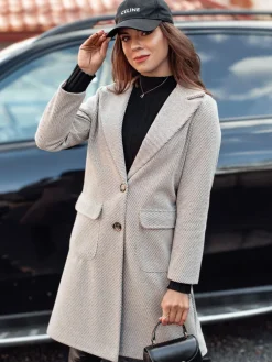 Płaszcze Damskie>Dstreet Płaszcz damski oversize MODELOVA długi brązowy NY0729