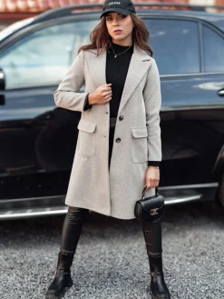 Płaszcze Damskie>Dstreet Płaszcz damski oversize MODELOVA długi brązowy NY0729