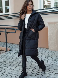 Kurtki Damskie>Dstreet Płaszcz damski oversize NADIA pikowany czarny TY4542