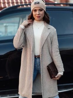 Płaszcze Damskie>Dstreet Płaszcz damski oversize TEDDSTYLE beżowy NY0724