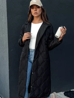 Płaszcze Damskie|Kurtki Damskie>Dstreet Płaszcz damski pikowany długi TRENDIFY czarny TY4378