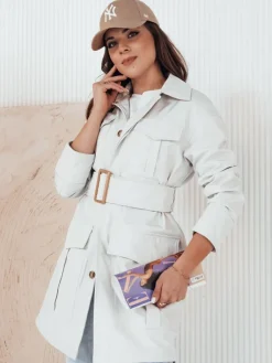 Płaszcze Damskie>Dstreet Płaszcz damski przejściowy wiązany VERMONT jasnoszary NY0581