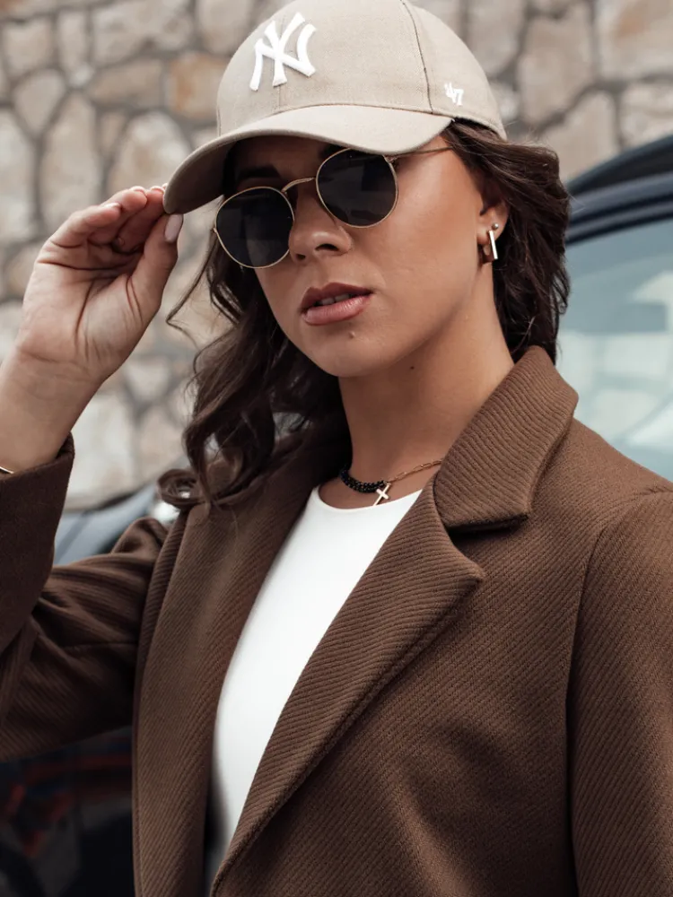 Płaszcze Damskie>Dstreet Płaszcz damski przejściowy jednorzędowy MINTER brązowy NY0682