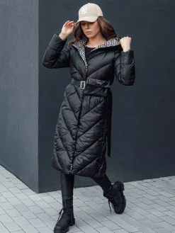 Płaszcze Damskie|Kurtki Damskie>Dstreet Płaszcz damski zimowy pikowany z kapturem CELESTIE czarny TY4513