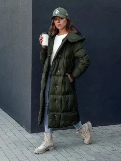 Płaszcze Damskie|Kurtki Damskie>Dstreet Płaszcz pikowany damski CLOUTIQUE zielony TY4370