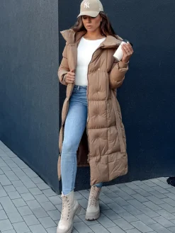 Płaszcze Damskie|Kurtki Damskie>Dstreet Płaszcz pikowany damski CLOUTIQUE ciemnobeżowy TY4371