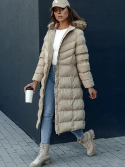 Płaszcze Damskie|Kurtki Damskie>Dstreet Płaszcz zimowy damski LUXWARM beżowy TY4376