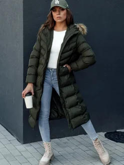 Płaszcze Damskie|Kurtki Damskie>Dstreet Płaszcz zimowy damski LUXWARM zielony TY4377