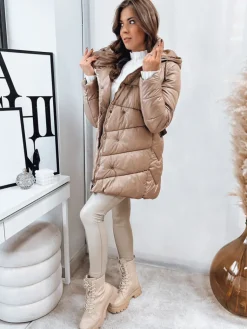 Płaszcze Damskie|Kurtki Damskie>Dstreet Płaszcz zimowy damski pikowany BLOOM kamelowy TY4060