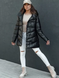 Płaszcze Damskie|Kurtki Damskie>Dstreet Płaszcz zimowy damski pikowany BLOOM czarny TY4484