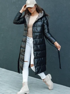 Płaszcze Damskie|Kurtki Damskie>Dstreet Płaszcz zimowy damski pikowany z kapturem GRACE czarny TY4501