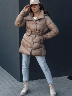 Płaszcze Damskie|Kurtki Damskie>Dstreet Płaszcz zimowy damski pikowany BLOOM kamelowy TY4536