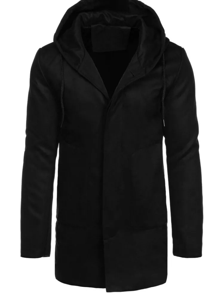 Płaszcze Męskie>Dstreet Płaszcz zimowy męski jednorzędowy czarny CX0444