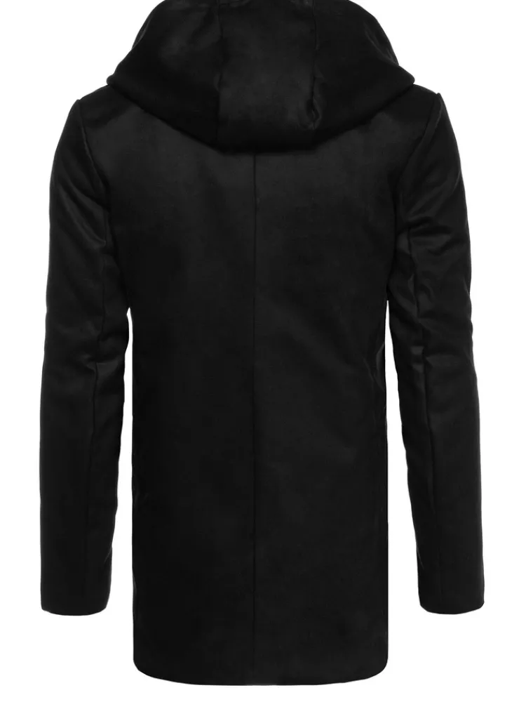 Płaszcze Męskie>Dstreet Płaszcz zimowy męski jednorzędowy czarny CX0444