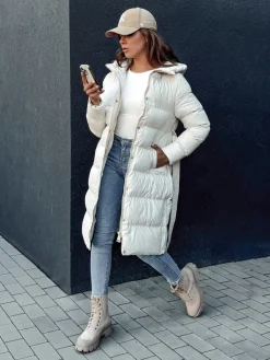 Kurtki Damskie>Dstreet Płaszczyk damski pikowany GLAMMANT biały TY4353