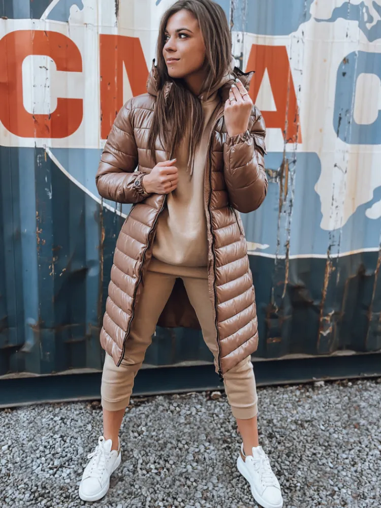 Kurtki Damskie>Dstreet Płaszczyk zimowy damska długi LESSI kamelowa TY3354