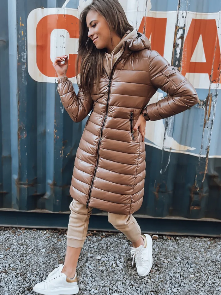 Kurtki Damskie>Dstreet Płaszczyk zimowy damska długi LESSI kamelowa TY3354