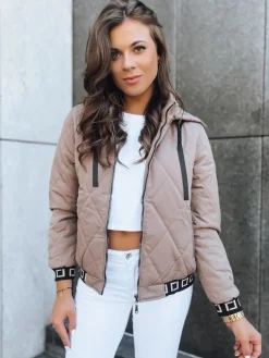 Kurtki Damskie>Dstreet Pikowana bomberka damska HEKATE beżowa TY3756