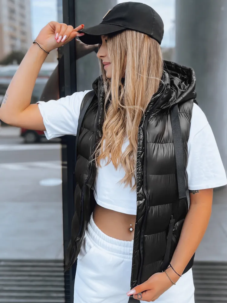 Kamizelki Damskie>Dstreet Pikowana kamizelka damska WISE OWL czarna TY3781