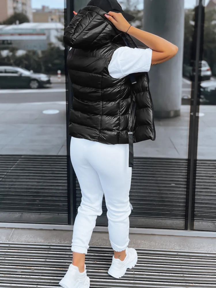 Kamizelki Damskie>Dstreet Pikowana kamizelka damska WISE OWL czarna TY3781