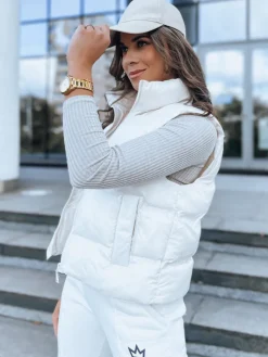 Kamizelki Damskie>Dstreet Pikowana kamizelka damska WILLOW kremowa TY3798