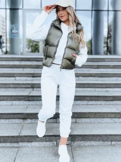 Kamizelki Damskie>Dstreet Pikowana kamizelka damska WILLOW zielona TY3799