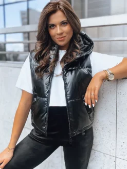 Kamizelki Damskie>Dstreet Pikowana kamizelka damska ASHE czarna TY3777