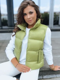 Kamizelki Damskie>Dstreet Pikowana kamizelka damska WILLOW pistacjowa TY3797