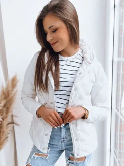 Kurtki Damskie>Dstreet Pikowana kurtka damska ALCAMO biała TY3598