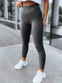 Spodnie Damskie>Dstreet Prążkowane legginsy damskie JUST szare UY1586