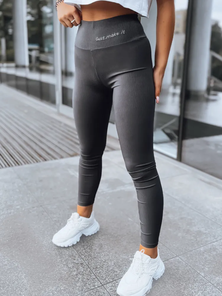 Spodnie Damskie>Dstreet Prążkowane legginsy damskie JUST szare UY1586