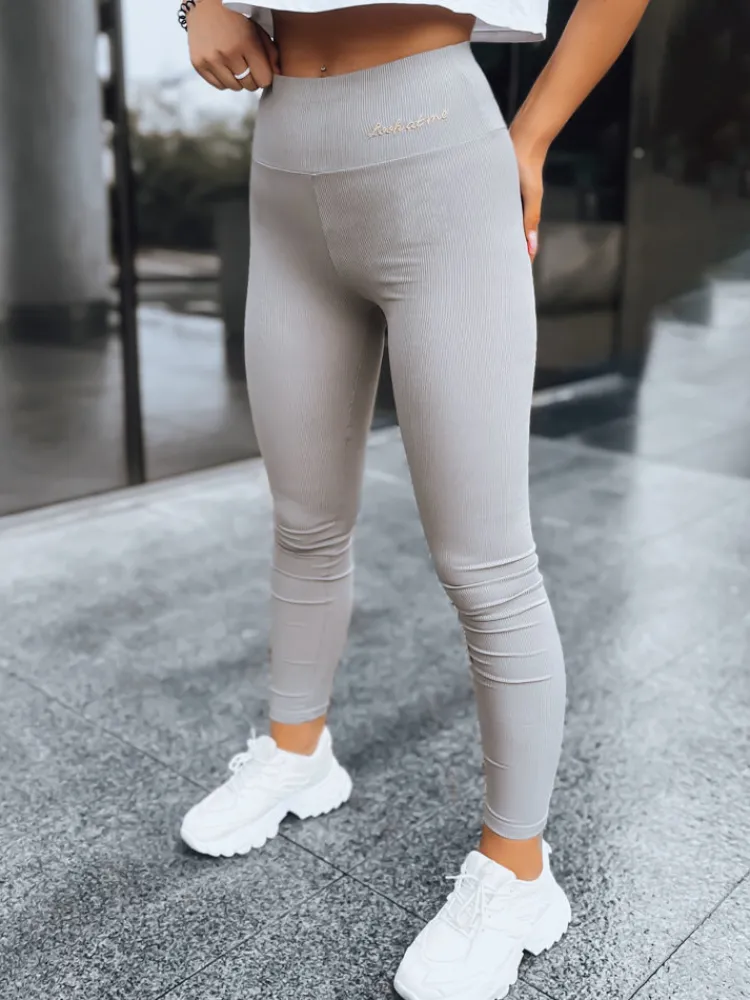 Spodnie Damskie>Dstreet Prążkowane legginsy damskie LOOK AT ME jasnoszare UY1574