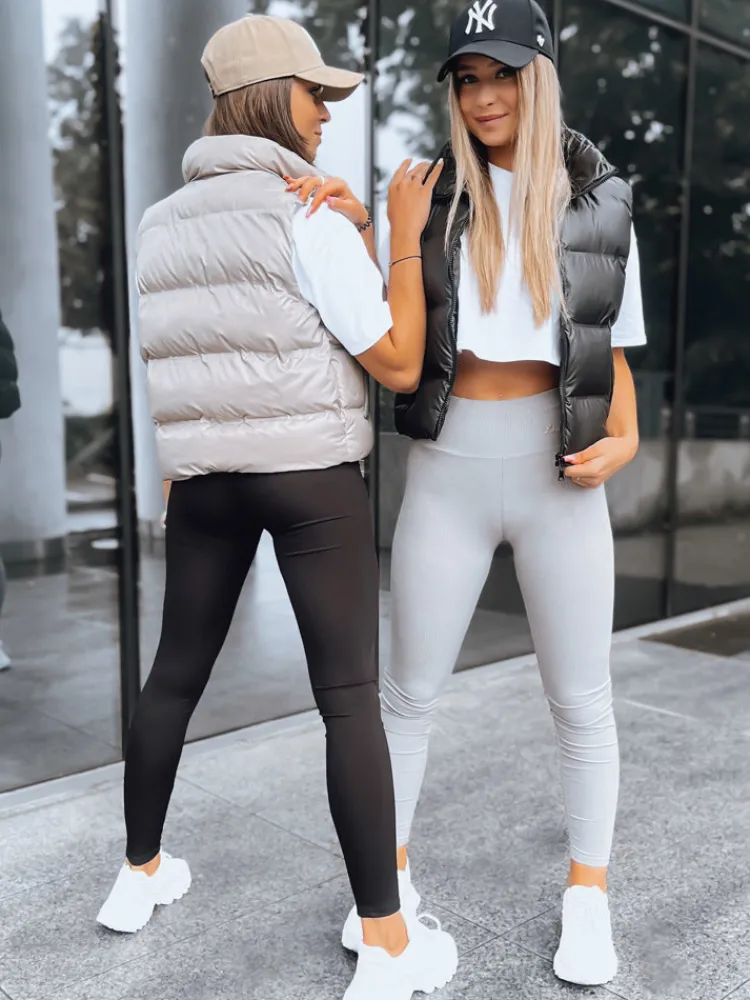 Spodnie Damskie>Dstreet Prążkowane legginsy damskie LOOK AT ME jasnoszare UY1574